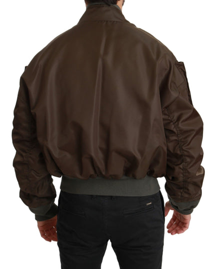 Dolce & Gabbana Brown Beaded Crown Skull Logo Jacket