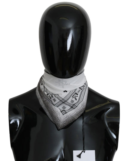 Costume National White Printed Bandana Cotton Scarf