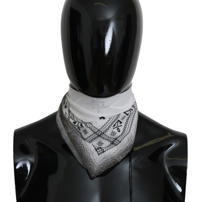 Costume National White Printed Bandana Cotton Scarf