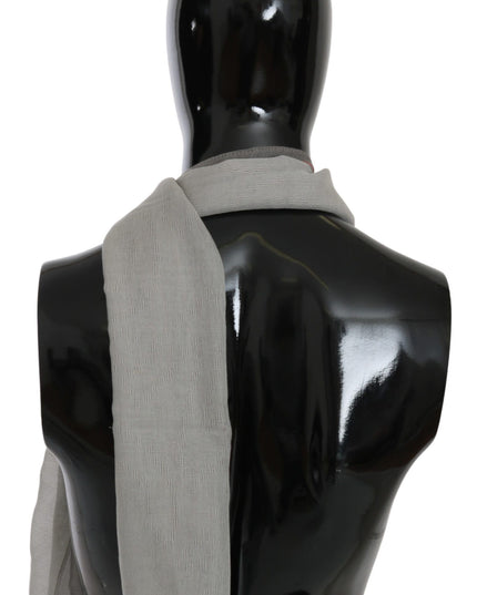 Costume National Gray Fringe Neck Wrap Cotton Scarf