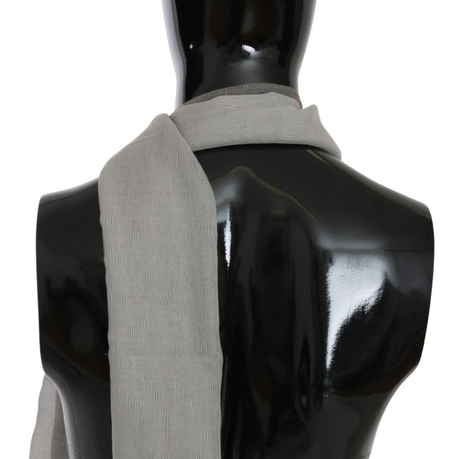 Costume National Gray Fringe Neck Wrap Cotton Scarf
