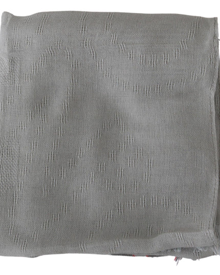 Costume National Gray Fringe Neck Wrap Cotton Scarf