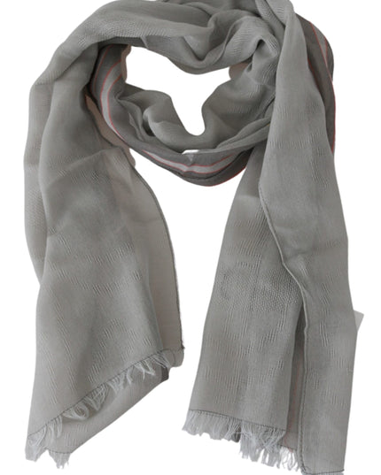 Costume National Gray Fringe Neck Wrap Cotton Scarf