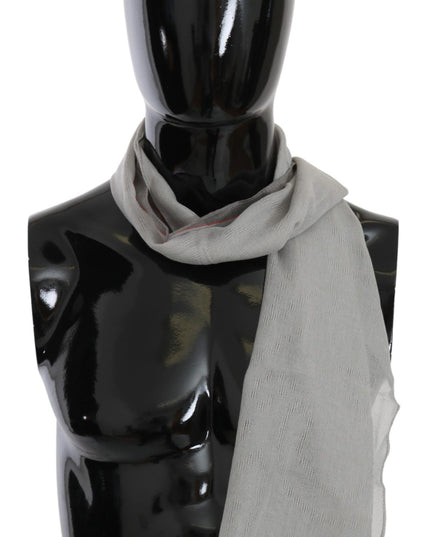 Costume National Gray Fringe Neck Wrap Cotton Scarf