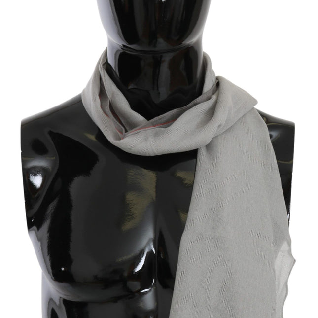 Costume National Gray Fringe Neck Wrap Cotton Scarf