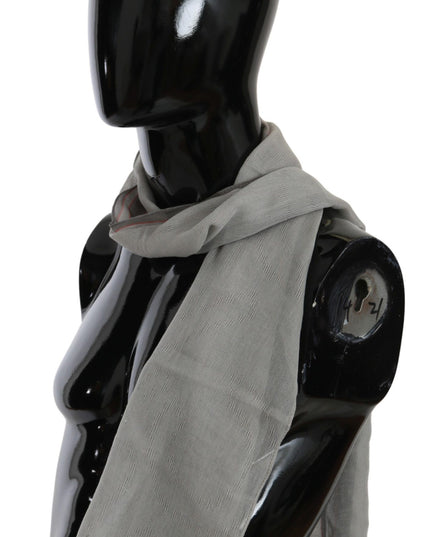 Costume National Gray Fringe Neck Wrap Cotton Scarf