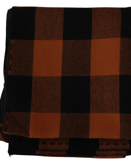 Costume National Orange Check Neck Wrap Shawl Scarf