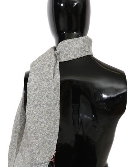 Ermanno Scervino Cotton Beige Blue Fantasy Print Scarf