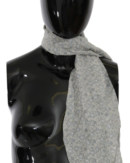 Ermanno Scervino Cotton Beige Blue Fantasy Print Scarf