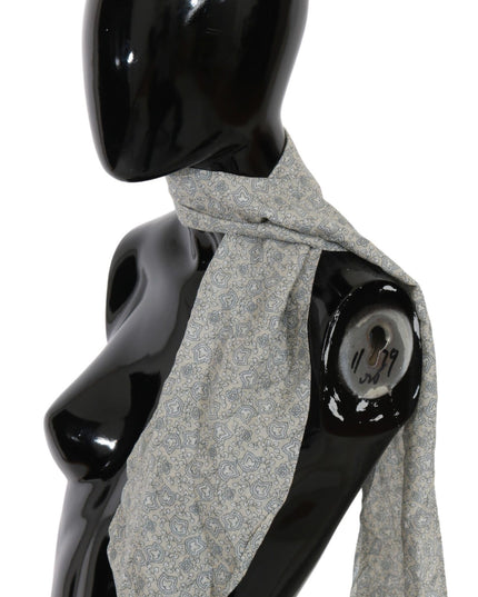 Ermanno Scervino Cotton Beige Blue Fantasy Print Scarf