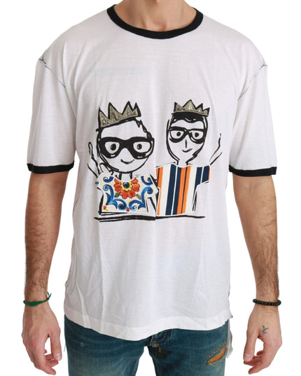 Dolce & Gabbana White Men Print #dgfamily Cotton T-shirt