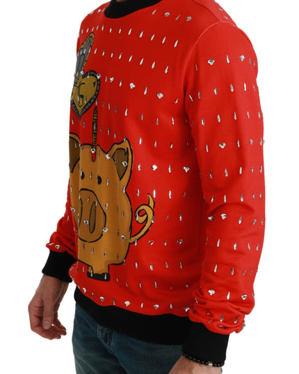 Dolce & Gabbana Red Crystal Pig of the Year Sweater