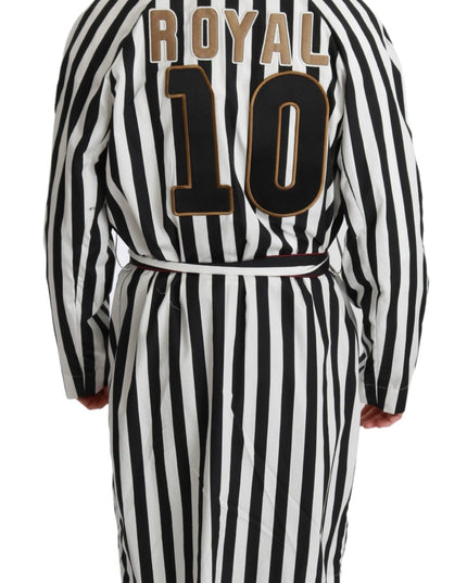 Dolce & Gabbana Black Coat Nightgown  White Cotton Robe