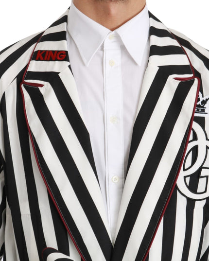 Dolce & Gabbana Black Coat Nightgown  White Cotton Robe