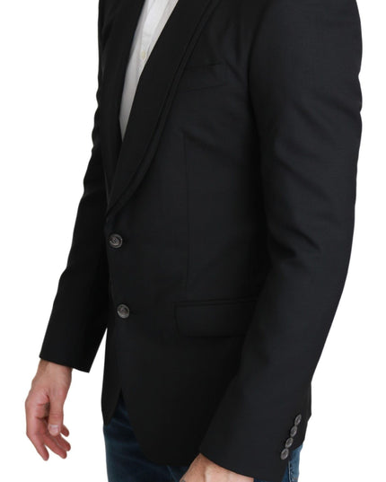 Dolce & Gabbana Black Single Breasted Formal Wool Blazer