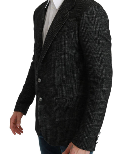 Dolce & Gabbana Gray Plaid Check Slim Fit Jacket Blazer