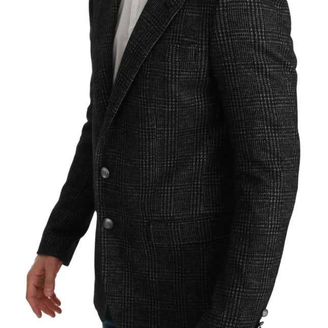 Dolce & Gabbana Gray Plaid Check Slim Fit Jacket Blazer