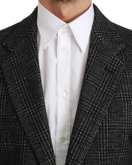 Dolce & Gabbana Gray Plaid Check Slim Fit Jacket Blazer