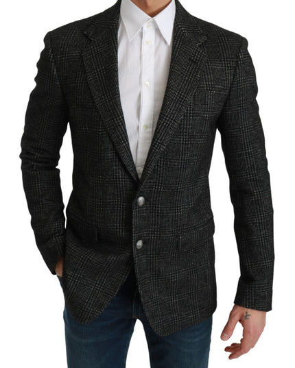 Dolce & Gabbana Gray Plaid Check Slim Fit Jacket Blazer
