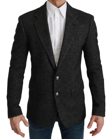 Dolce & Gabbana Gray Plaid Check Slim Fit Jacket Blazer
