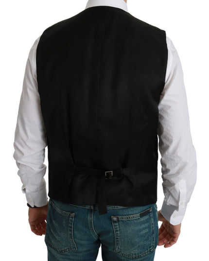 Dolce & Gabbana White Black Stripes Waistcoat Formal Vest