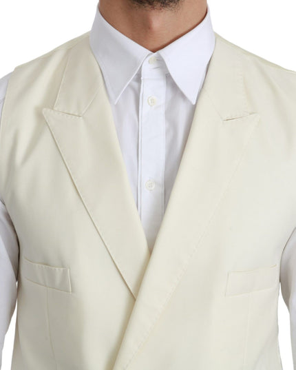 Dolce & Gabbana White Waistcoat Formal Wool  Vest