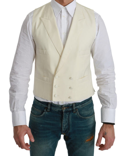 Dolce & Gabbana White Waistcoat Formal Wool  Vest