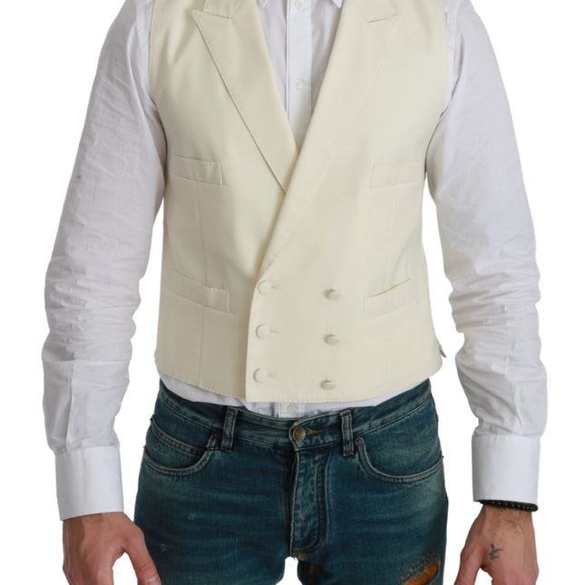 Dolce & Gabbana White Waistcoat Formal Wool  Vest