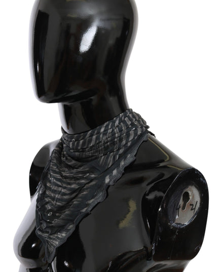 Costume National Black Gray Viscose Foulard Branded Scarf