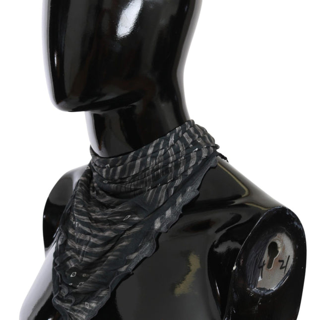 Costume National Black Gray Viscose Foulard Branded Scarf