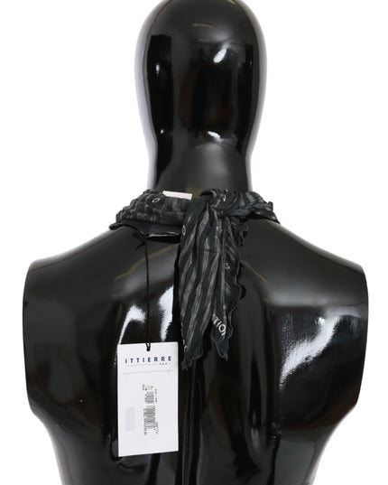 Costume National Black Gray Viscose Foulard Branded Scarf