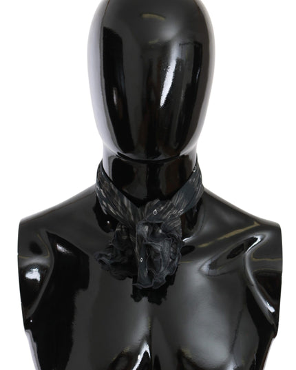 Costume National Black Gray Viscose Foulard Branded Scarf