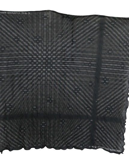 Costume National Black Gray Viscose Foulard Branded Scarf