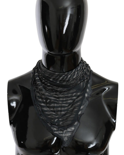 Costume National Black Gray Viscose Foulard Branded Scarf