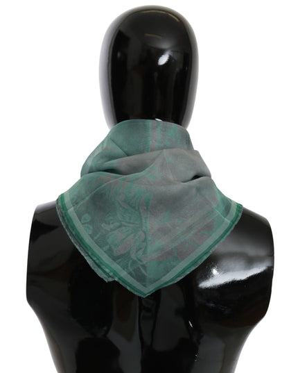 Costume National Green Silk Shawl Foulard Wrap Scarf