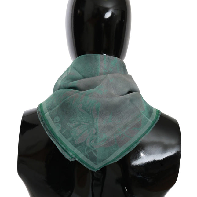 Costume National Green Silk Shawl Foulard Wrap Scarf