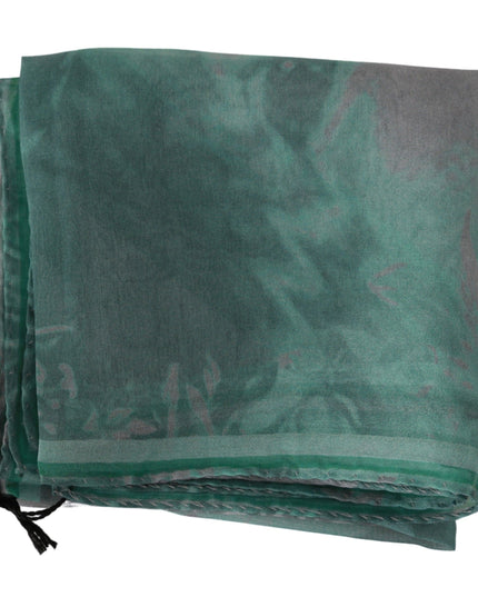 Costume National Green Silk Shawl Foulard Wrap Scarf