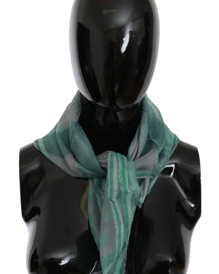 Costume National Green Silk Shawl Foulard Wrap Scarf