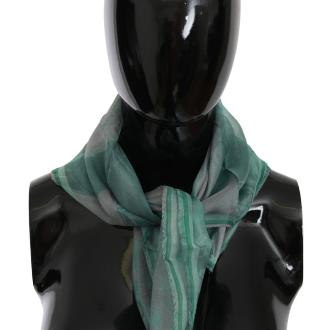Costume National Green Silk Shawl Foulard Wrap Scarf