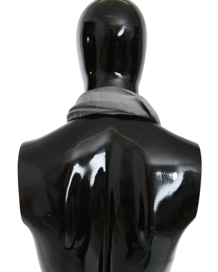 GF Ferre Gray Wool Viscose Foulard Patterned Branded Scarf