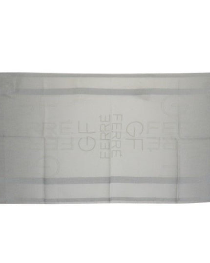 GF Ferre Gray Wool Viscose Foulard Patterned Branded Scarf