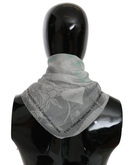 Costume National Gray Silk Shawl Foulard Wrap Scarf