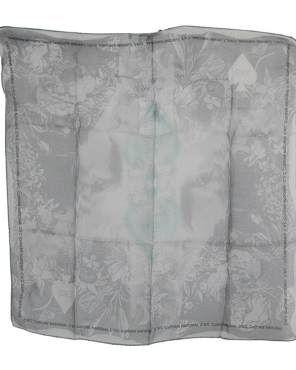 Costume National Gray Silk Shawl Foulard Wrap Scarf