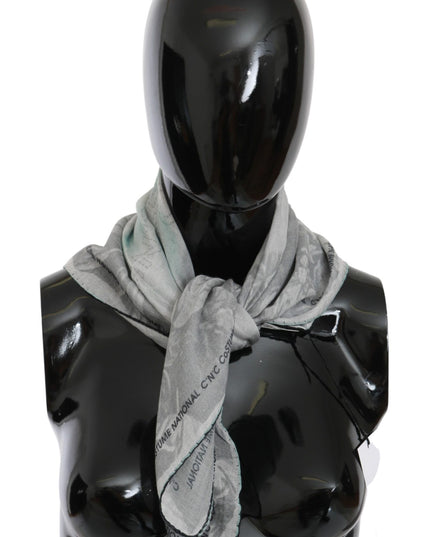 Costume National Gray Silk Shawl Foulard Wrap Scarf