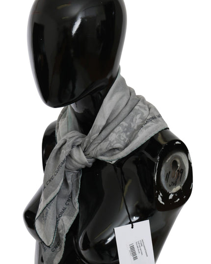 Costume National Gray Silk Shawl Foulard Wrap Scarf