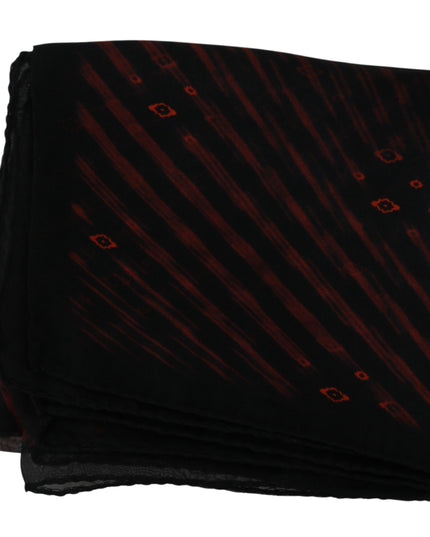 Costume National Black Orange 100% Silk Branded Scarf