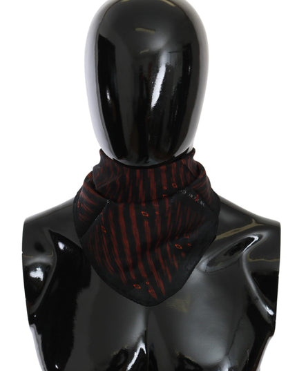 Costume National Black Orange 100% Silk Branded Scarf