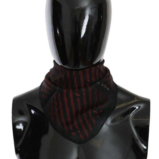 Costume National Black Orange 100% Silk Branded Scarf
