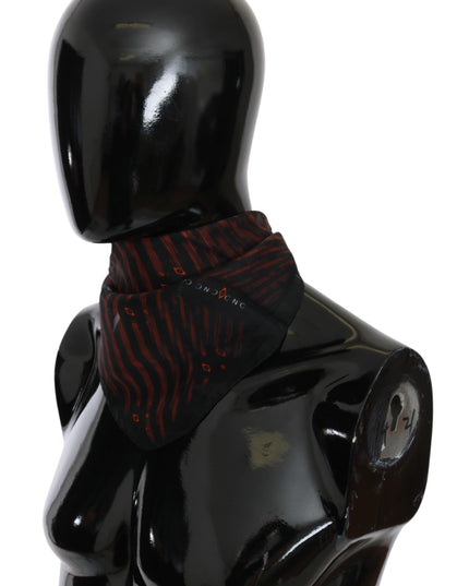 Costume National Black Orange 100% Silk Branded Scarf