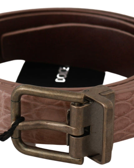 Dolce & Gabbana Beige Exotic Skin Gold Buckle Leather Belt
